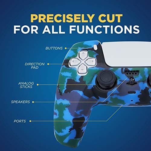  [아마존베스트]ORCHKID PS5 Silicone Gel Grip Controller Cover Skin Protector (Blue Camo) Compatible for Sony Playstation 5, Compatible for Playstation 5 Accessories, Wireless Controller Protector Covers,