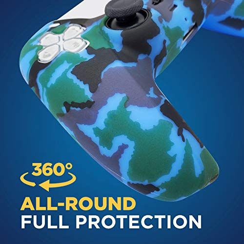  [아마존베스트]ORCHKID PS5 Silicone Gel Grip Controller Cover Skin Protector (Blue Camo) Compatible for Sony Playstation 5, Compatible for Playstation 5 Accessories, Wireless Controller Protector Covers,