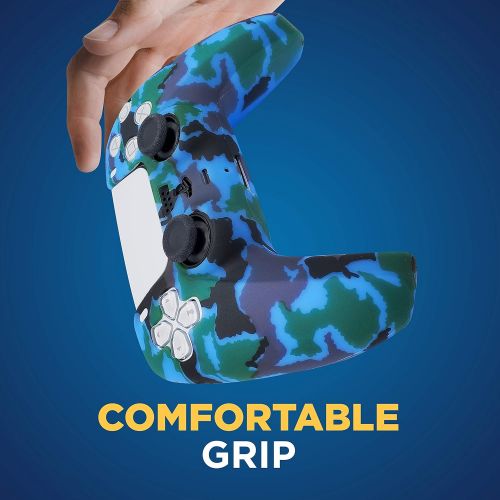  [아마존베스트]ORCHKID PS5 Silicone Gel Grip Controller Cover Skin Protector (Blue Camo) Compatible for Sony Playstation 5, Compatible for Playstation 5 Accessories, Wireless Controller Protector Covers,