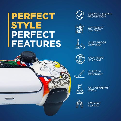  [아마존베스트]ORCHKID PS5 Silicone Gel Grip Controller Cover Skin Protector (ps5 Brand) Compatible for Sony Playstation 5, Compatible for Playstation 5 Accessories, Wireless Controller Protector Covers,