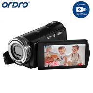 [아마존 핫딜]  [아마존핫딜]Videokamera 1080P, ORDRO Full HD Camcorder 16X Digitalzoom 1080P 3 LCD-Screen Videokamera Vlogging Kamera mit IR Nachtsicht, 16 GB SD Karte und 2 Akku fuer Studenten, Kinder