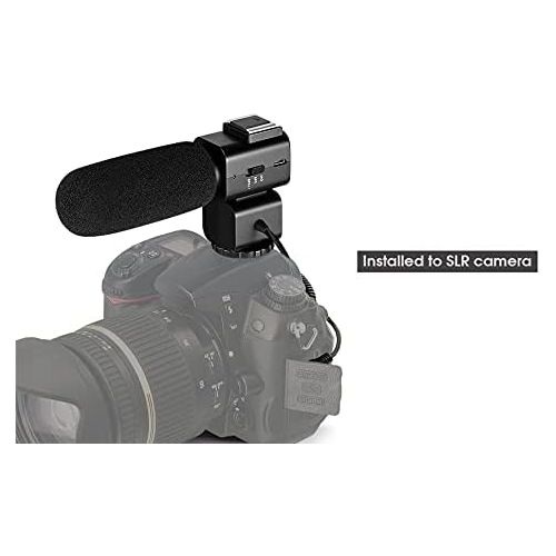  Ordro CM520 On-Camera Camcorder Microphone (for Vlogging, YouTube, Live Streaming, DSLR Nikon/Canon DV Sound Recording)-Black