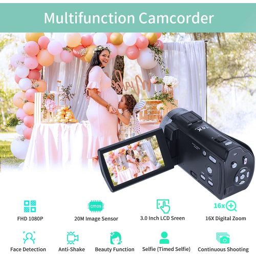  [아마존베스트]Camcorders ORDRO HDV-V12 HD 1080P Video Camera Recorder Infrared Night Vision Camera Camcorders with 16G SD Card and 2 Batteries