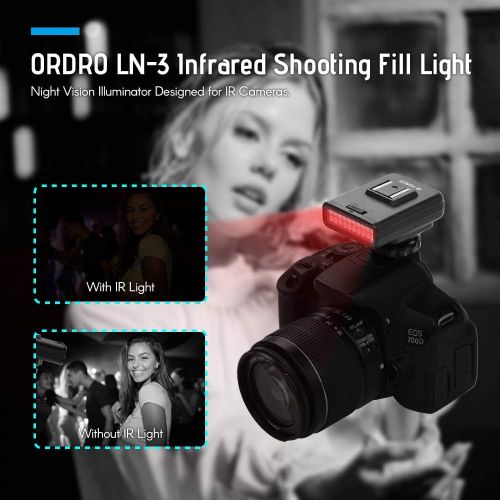  ORDRO*a ORDRO LN-3 Studio IRLight LED Light USB Rechargeable Infrared Night Vision Infrared Illuminator Replacement Compatible with DSLR Camera Photography Lighting Accessory