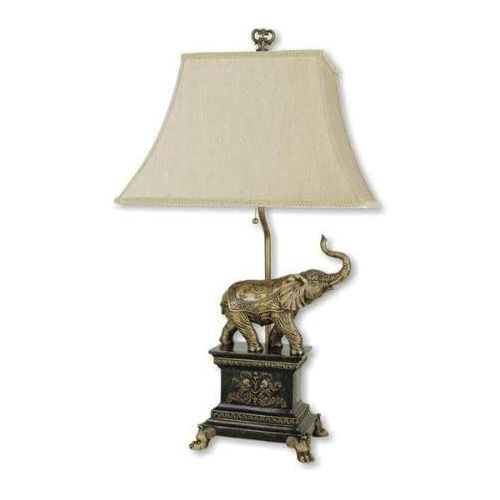  ORE International 8203 Elephant Table Lamp, Antique Gold