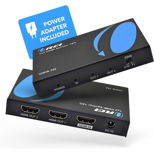  OREI UltraHD 4K @ 60 Hz 1 X 2 HDMI Splitter 1 in 2 Out 2 Port 2: 8-Bit - HDMI 2.0, HDCP 2.0, 18 Gbps, EDID, Duplicate / Mirror 4K Screens - UHDS-102