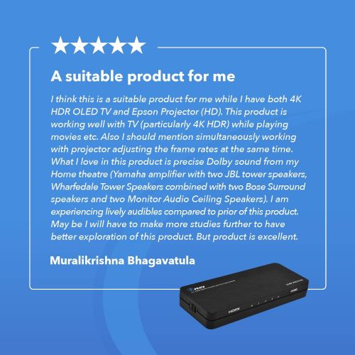  Orei 4K 1x4 HDMI Splitter Duplicater by OREI - with Down Scaler 4 Ports with Full Ultra HD, HDCP 2.2, Upto 4K at 60Hz, 1080p & 3D Supports EDID Control - UHDPRO-104, Model Number: