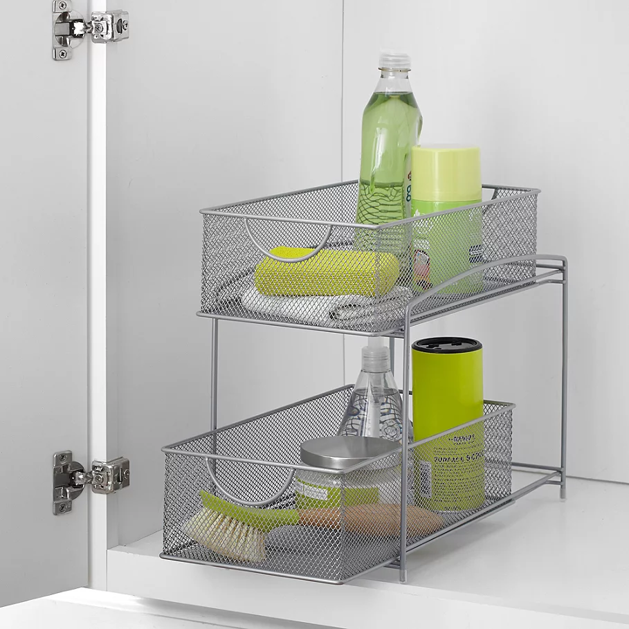  .ORG™ Mesh 2-Tier Sliding Cabinet Basket in Silver