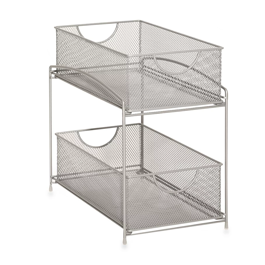  .ORG™ Mesh 2-Tier Sliding Cabinet Basket in Silver