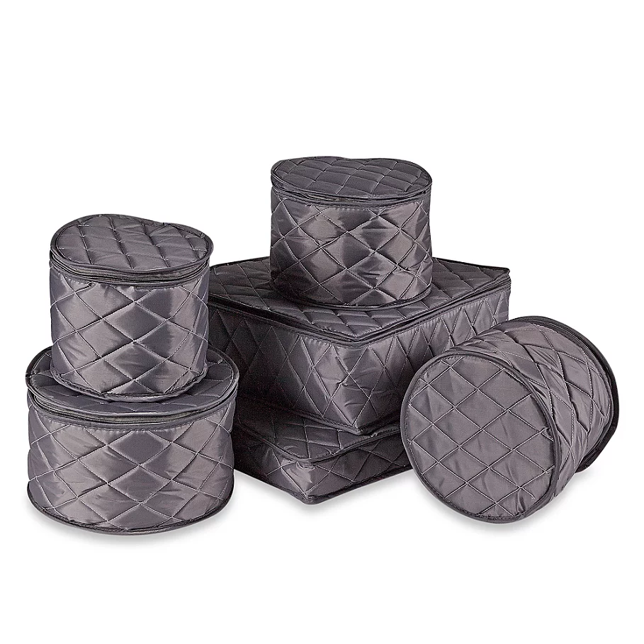 .ORG Quilted 6-Piece China Storage Set in Grey