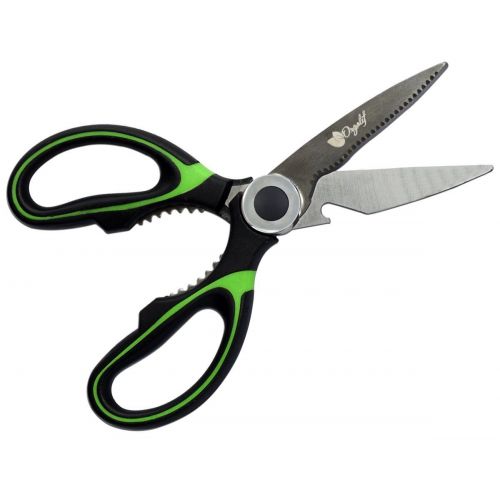  ORGALIF Orgalif Kitchen Shears - Multifunctional Stainless Steel Heavy Duty Scissors for Cutting Poultry Herbs Meat Fish & Food with Bottle Opener (Set of 2) Green