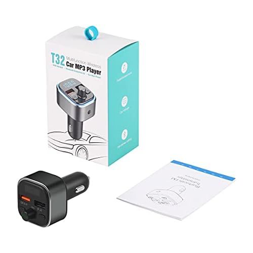  [아마존베스트]-Service-Informationen ORIA Bluetooth FM Transmitter, Car Radio Adapter with 2 USB Chargers, Colourful LED Display Hands-Free Car Kit, Bluetooth V5.0 Car Music Adapter Supports USB/TF Card - Pistol Colou