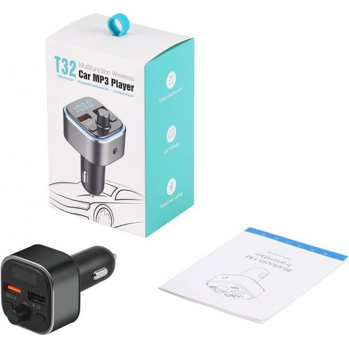  [아마존베스트]-Service-Informationen ORIA Bluetooth FM Transmitter, Car Radio Adapter with 2 USB Chargers, Colourful LED Display Hands-Free Car Kit, Bluetooth V5.0 Car Music Adapter Supports USB/TF Card - Pistol Colou