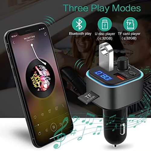  [아마존베스트]-Service-Informationen ORIA Bluetooth FM Transmitter, Car Radio Adapter with 2 USB Chargers, Colourful LED Display Hands-Free Car Kit, Bluetooth V5.0 Car Music Adapter Supports USB/TF Card - Pistol Colou