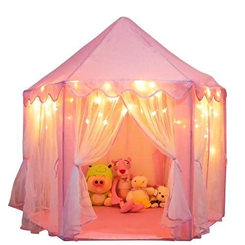  [아마존베스트]Orian Princess Castle Playhouse Tent for Girls with LED Star Lights  Indoor and Outdoor Large Kids Play Tent for Imaginative & Pretend Games  ASTM Certified, Cool Toys for Girls