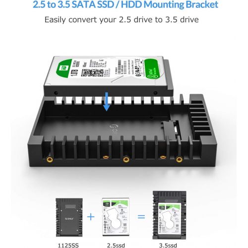  ORICO 2.5 SSD SATA to 3.5 Hard Drive Adapter Internal Drive Bay Converter Mounting Bracket Caddy Tray for 7 / 9.5 / 12.5mm 2.5 inch HDD / SSD with SATA III Interface(1125SS)