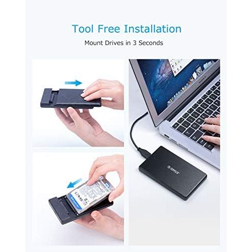  ORICO USB3.0 to SATA III 2.5 External Hard Drive Enclosure for 7mm and 9.5mm 2.5 Inch SATA HDD/SSD Tool Free [UASP Supported] Black(2189U3)