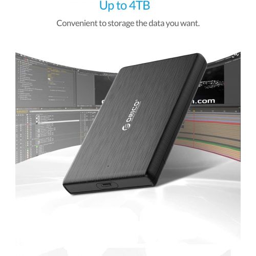  ORICO 2.5 USB C External Hard Drive Enclosure, SATA 3.0 to USB 3.1 Gen2 6Gbps Case for 2.5 Inch HDD/SSD Support Max 4TB with UASP Tool Free(2189C3)