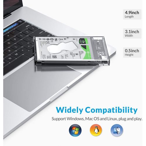  ORICO 2.5 Hard Drive Enclosure Type-C USB 3.1 Computer External Hard Drive Enclosure SATA III to Gen2 Tool-Free for 2.5 Inch 7mm 9.5mm Support UASP Up to 4TB-2139C3-G2