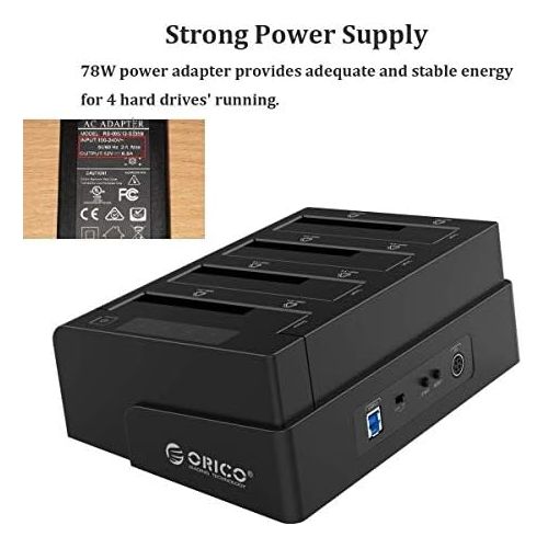  ORICO 40TB USB 3.0 to SATA I/II/III 4 Bay External Hard Drive Docking Station for 2.5 or 3.5 inch HDD, SSD with Hard Drive Duplicator/Cloner Function [4 x 10TB]