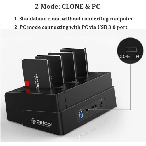  ORICO 40TB USB 3.0 to SATA I/II/III 4 Bay External Hard Drive Docking Station for 2.5 or 3.5 inch HDD, SSD with Hard Drive Duplicator/Cloner Function [4 x 10TB]