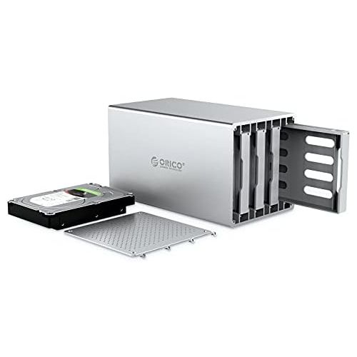  ORICO 3.5 inch 4 Bay USB3.0 RAID Aluminum Alloy External Hard Drive Enclosure, USB 3.0 to SATA III HDD SSD, 4-Bay RAID Storage Support RAID 0/1/JBOD-WS400RU3