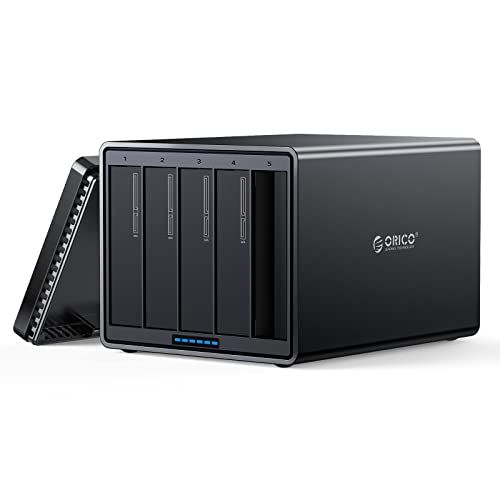  ORICO 5 Bay Raid Hard Drive Enclosure Magnetic Aluminum USB 3.0 to SATA for 3.5 inch HDD Tool Free Storage Case Support 7 Raid Modes Up to 80TB(5X16TB) - NS500RU3