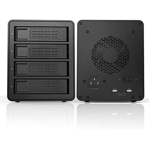  ORICO 4 Bay Enclosure 2.5/3.5 HDD SSD Enclosure Daisy Chain USB3.1 Gen2 10Gbps Type-C Hard Drive Aluminum Case for SATA Disk Up to 64TB(4X16) Support Expansion to 192TB for Data St