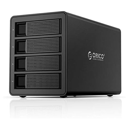  ORICO 4 Bay Enclosure 2.5/3.5 HDD SSD Enclosure Daisy Chain USB3.1 Gen2 10Gbps Type-C Hard Drive Aluminum Case for SATA Disk Up to 64TB(4X16) Support Expansion to 192TB for Data St