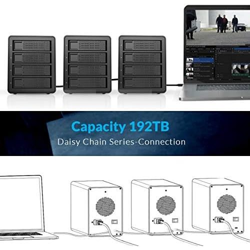  ORICO 4 Bay Enclosure 2.5/3.5 HDD SSD Enclosure Daisy Chain USB3.1 Gen2 10Gbps Type-C Hard Drive Aluminum Case for SATA Disk Up to 64TB(4X16) Support Expansion to 192TB for Data St