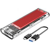 ORICO Tool-Free USB 3.1 Type-C to M.2 SATA SSD External Enclosure Adapter, Support NGFF(SATA Based) M.2 2280 2260 2242 2230 SSD Enclosure Adapter-(TCM2F, Red)