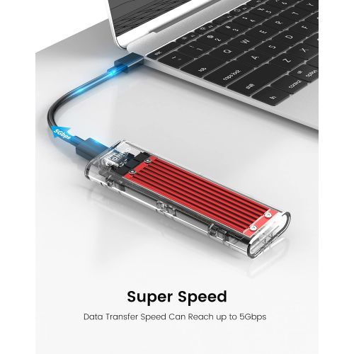  ORICO Tool-Free USB 3.1 Type-C to M.2 SATA SSD External Enclosure Adapter, Support NGFF(SATA Based) M.2 2280 2260 2242 2230 SSD Enclosure Adapter-(TCM2F, Red)