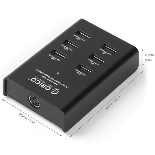  ORICO 72W 6 Port USB Charging Station for Smartphone, Tablet, Samsung, Android, e-Readers, iPad, iPod, Apple iPhone, Galaxy, HTC, Bluetooth Headphones and Speakers, Android, Kindle