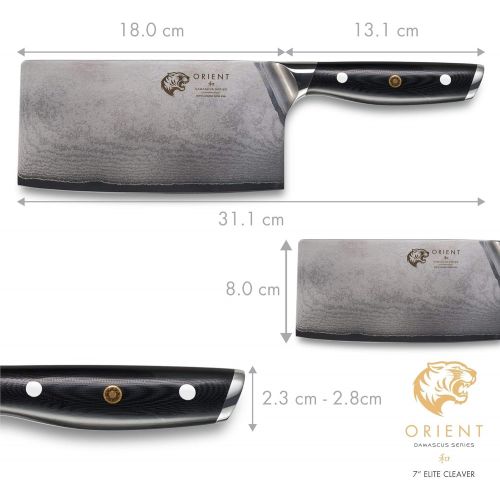  [아마존베스트]ORIENT Damask Chopping Knife 7 - Damascus Knife Made from Japanese AUS-10 Stainless Steel - 67-Ply Professional Kitchen Knife in Gift Packaging with Blade Guard