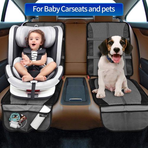  ORIENT FAMULAY Car Seat Protector, 2 Pack Large Car Seat Protectors for Child Baby Car Seat with Organizer Pockets, Thick Padding Waterproof Car Seat Protector, Auto Vehicle Leather Seats Dog Mat