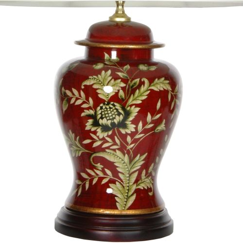  ORIENTAL FURNITURE Oriental Furniture 22.5 Golden Foliage Porcelain Lamp