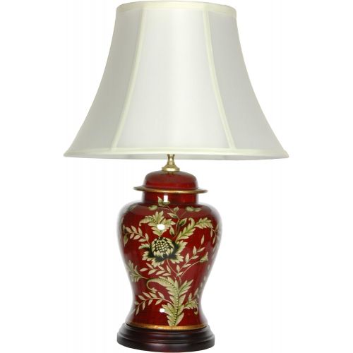  ORIENTAL FURNITURE Oriental Furniture 22.5 Golden Foliage Porcelain Lamp