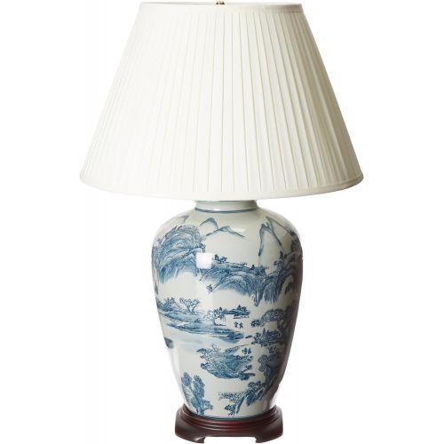  ORIENTAL FURNITURE Oriental Furniture 29 Blue and White Chinese Landscape Lamp