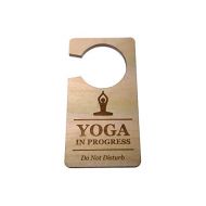 Origin Designed Yoga in Progress Do Not Disturb Room Door Hanger Sign 0.25 Plywood Yoga Pilates Exercise Class
