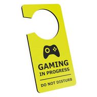 ORIGIN Gaming in Progress Do Not Disturb Room Door Hanger Sign Yellow Acrylic for Boys, Girls, Bedrooms, Computer Games, Console, Gamer