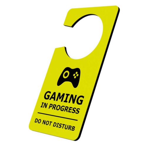  ORIGIN Gaming in Progress Do Not Disturb Room Door Hanger Sign Yellow Acrylic for Boys, Girls, Bedrooms, Computer Games, Console, Gamer