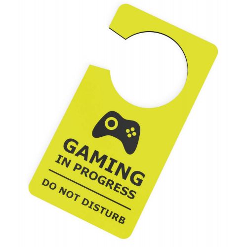  ORIGIN Gaming in Progress Do Not Disturb Room Door Hanger Sign Yellow Acrylic for Boys, Girls, Bedrooms, Computer Games, Console, Gamer