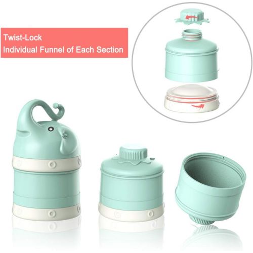  [아마존베스트]ORIY Baby Milk Powder Formula Dispenser,Large Capacity，Non-Spill Twist-Lock Stackable Milk Powder Formula Container and Snack Storage for Travel,Powder Leakage Free,BPA Free,3 Comp