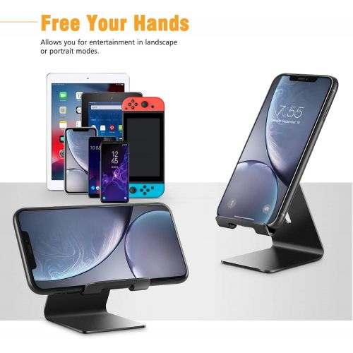  [무료배송]ORIbox Cell Phone Stand, Stand for Office Desk, Aluminum Desktop Solid Desk Stand, Compatible with iPhone 12/11 Pro Max XS Max XR X 8 7 6S Plus SE 2020 12 Mini,Samsung Galaxy