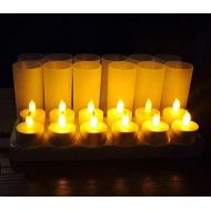 OROCKO LED Rechargeable Candles 12 Pack,Rechargeable Candle Tealights,Rechargeable Tea Lights,Flamless,Battery Operated,No Fire Risk,Safe for Home,Restaurants,Night Clubs,Spas and