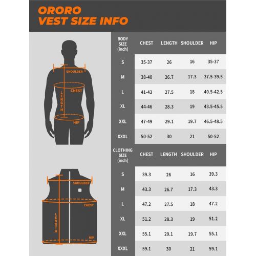  [아마존 핫딜]  [아마존핫딜]ORORO Mens Lightweight Heated Vest with Battery Pack