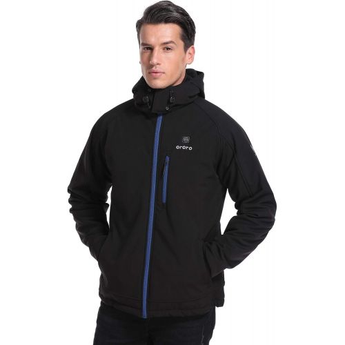  [아마존 핫딜] [아마존핫딜]ORORO Mens Soft Shell Heated Jacket with Detachable Hood and Battery Pack