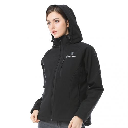  ORORO Womens Slim Fit Heated Jacket with Battery Pack and Detachable Hood