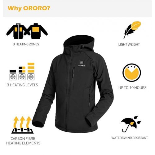  ORORO Womens Slim Fit Heated Jacket with Battery Pack and Detachable Hood