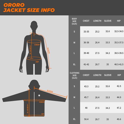  ORORO Womens Slim Fit Heated Jacket with Battery Pack and Detachable Hood